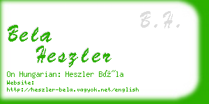 bela heszler business card